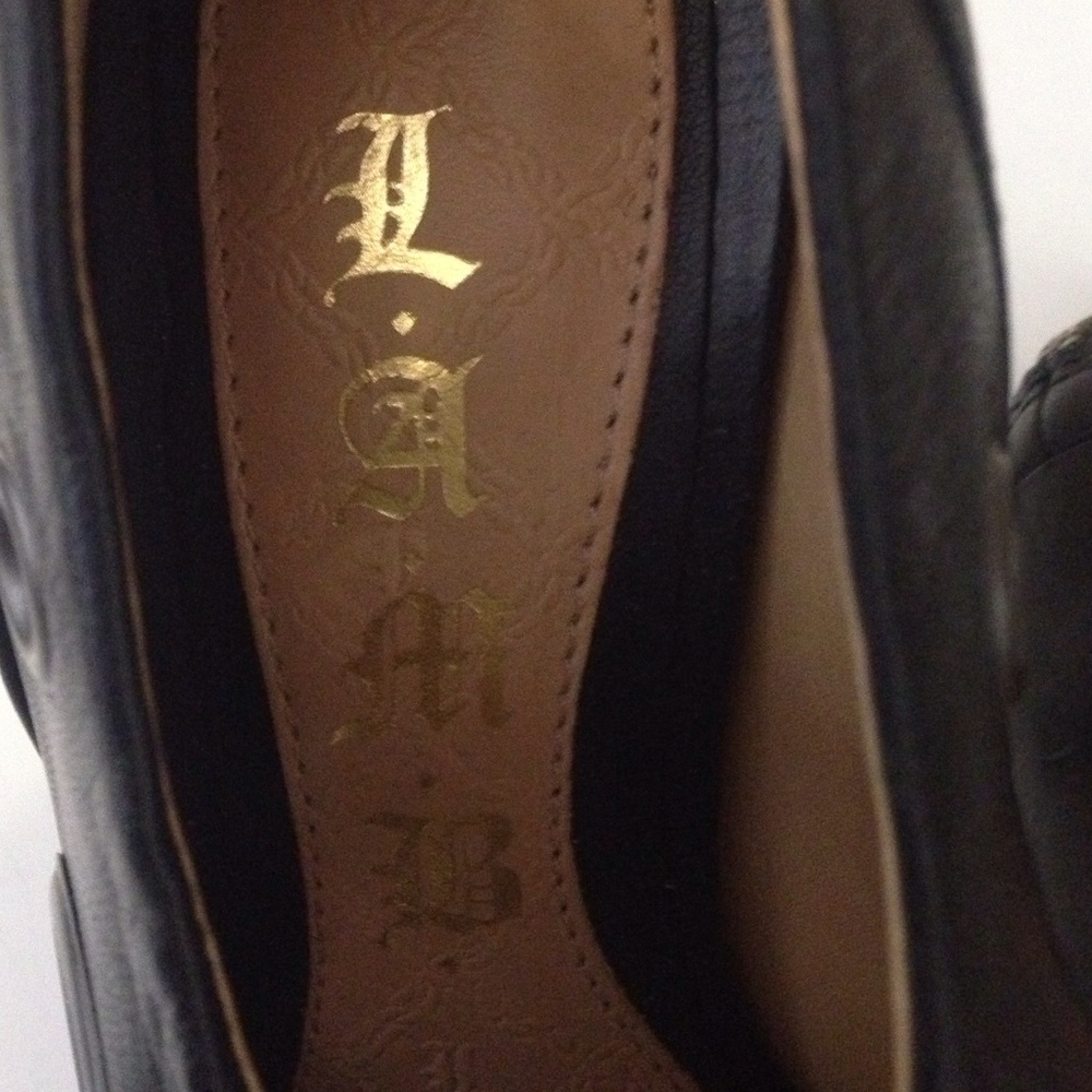 L.A.M.B. Black Peep Toe Heels - Picture 4 of 9